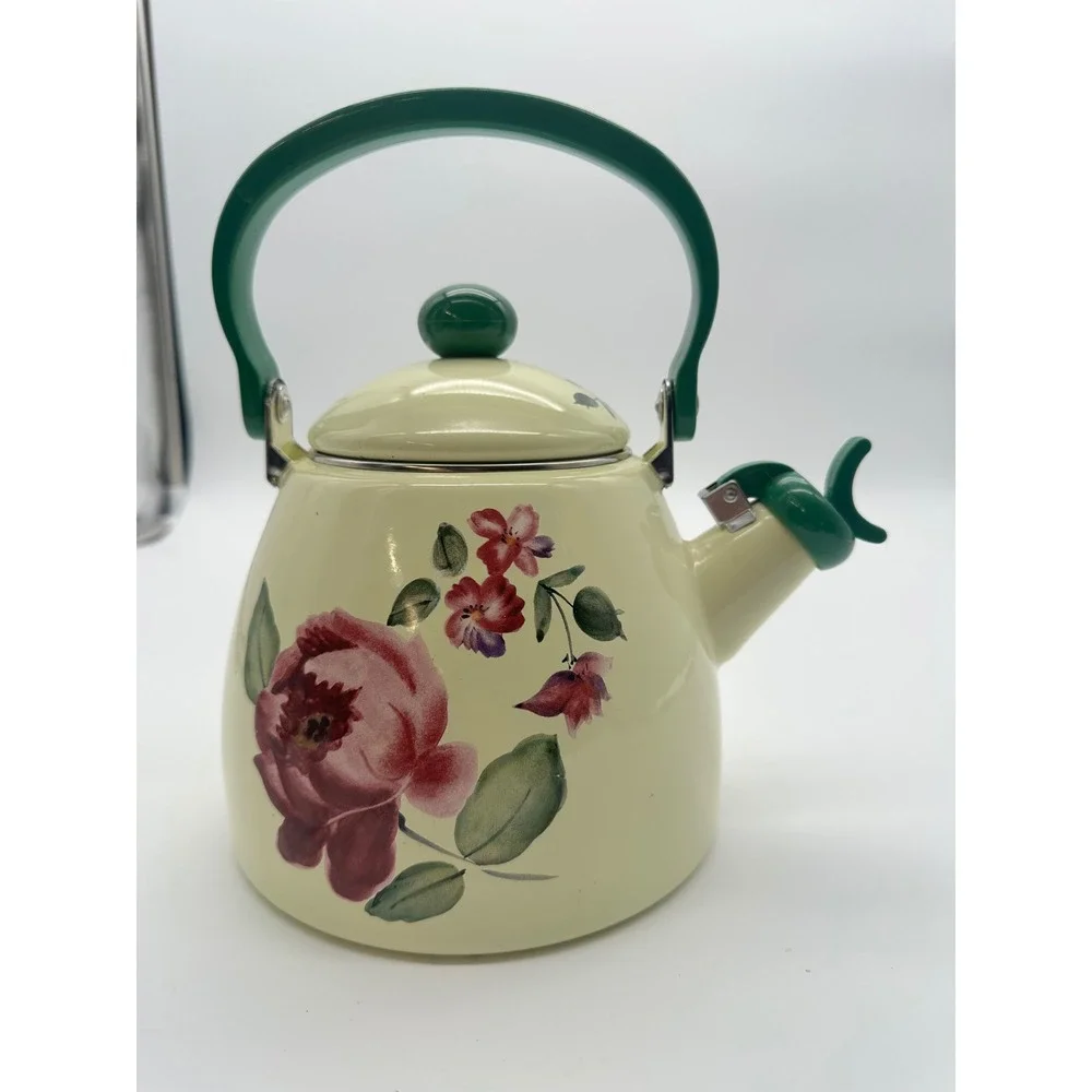 Pfaltzgraff 2.2 Qt Napoli Tea Whistling Kettle Discontinued Flower Market